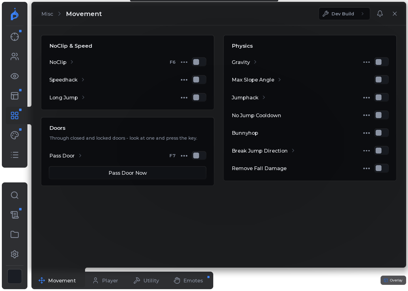 The Pyrix menu, Misc tab